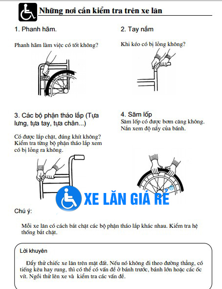 Hướng dẫn cách kiểm tra vận hành xe lăn - Cửa hàng bán xe lăn tại Đà Nẵng